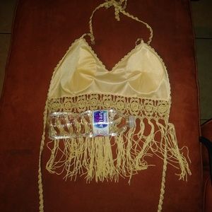 Tops - Beaded crotchet halter beach top rave crop top Tops - Beaded crotchet halter beach top rave crop top